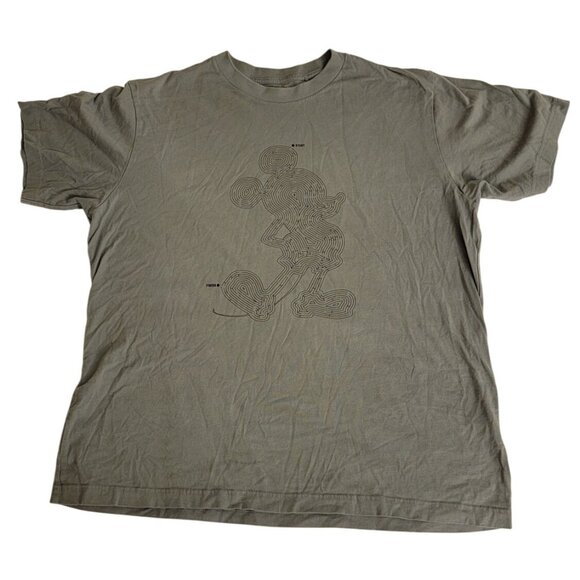 Uniqlo UT Disney XL Mickey Maze T-Shirt Light Olive Green - Picture 1 of 5